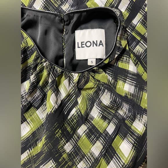 LEONA Green and Black grid print sleeveless halter tank top size S - Picture 11 of 12